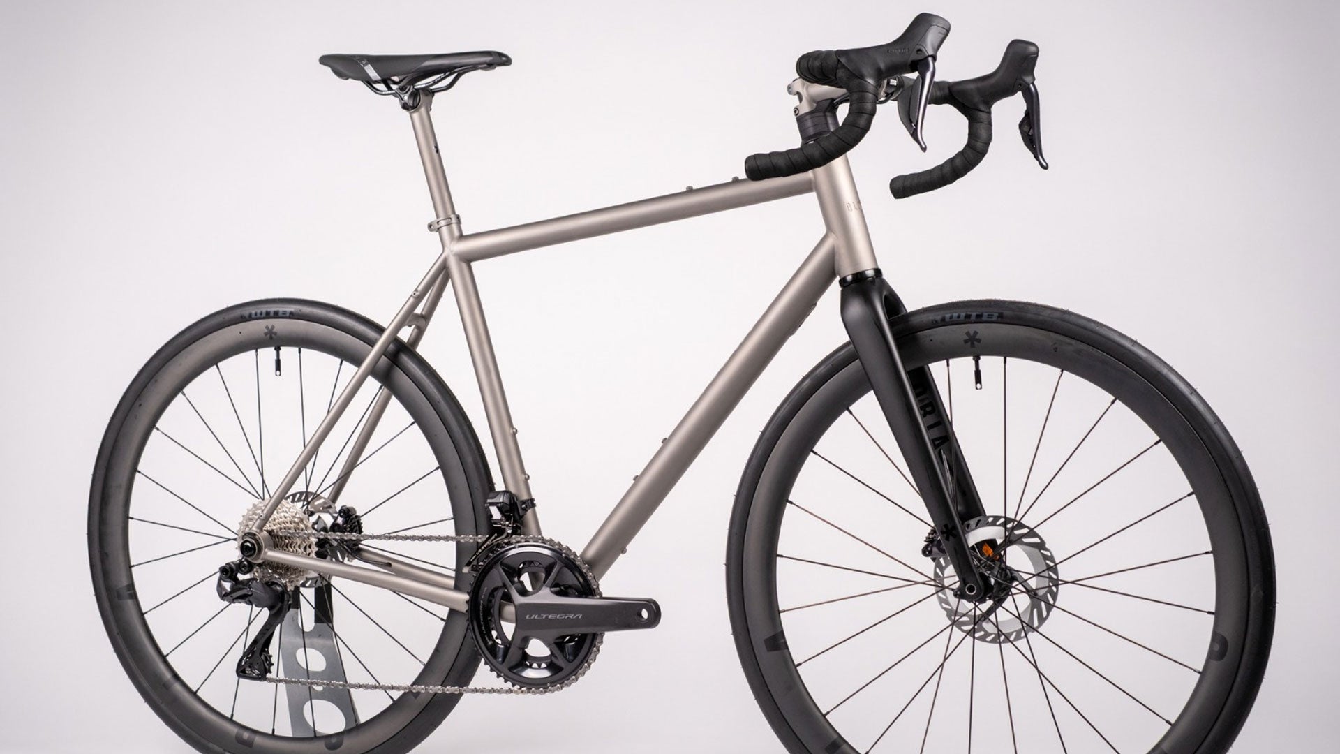 Silver bicycle on a white background