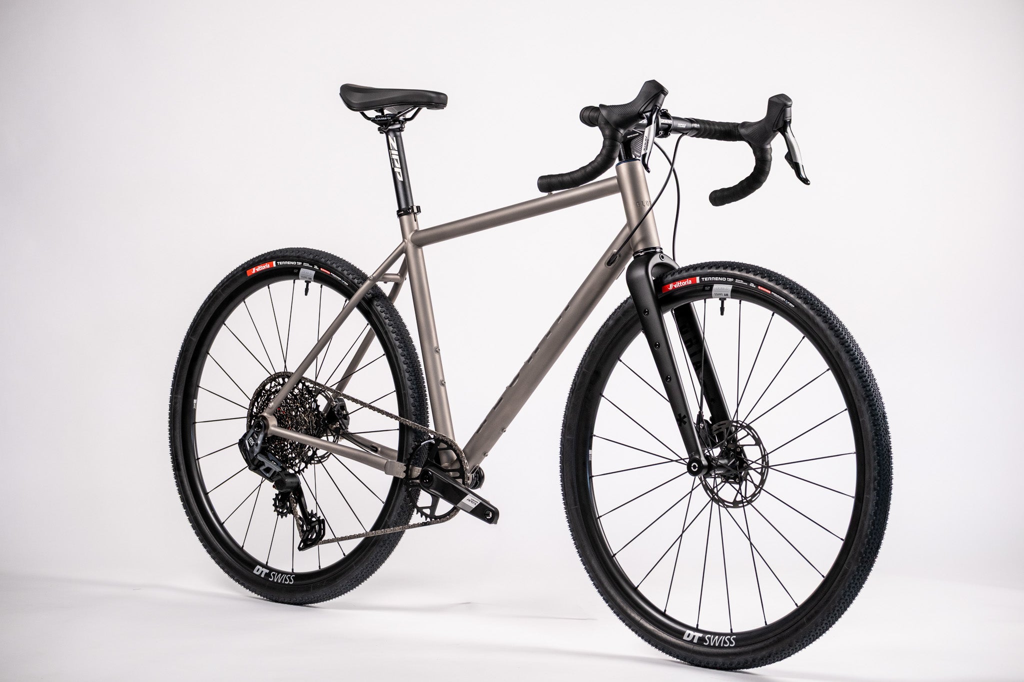 titanium bicycle on a white background
