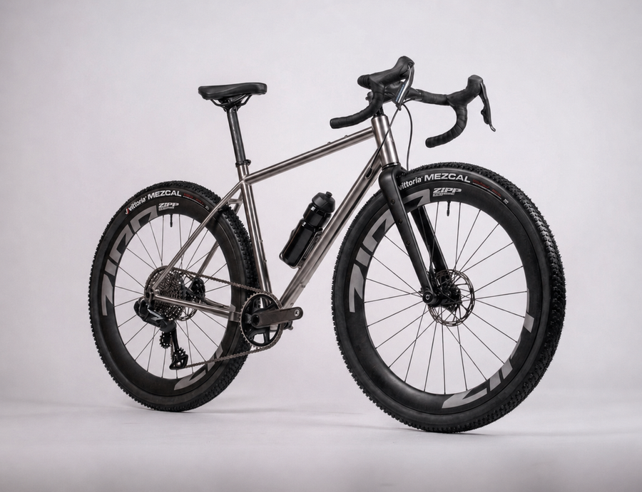 Gloria All Gravel titanium gravel bike with SRAM Force AXS 1x, brushed finish