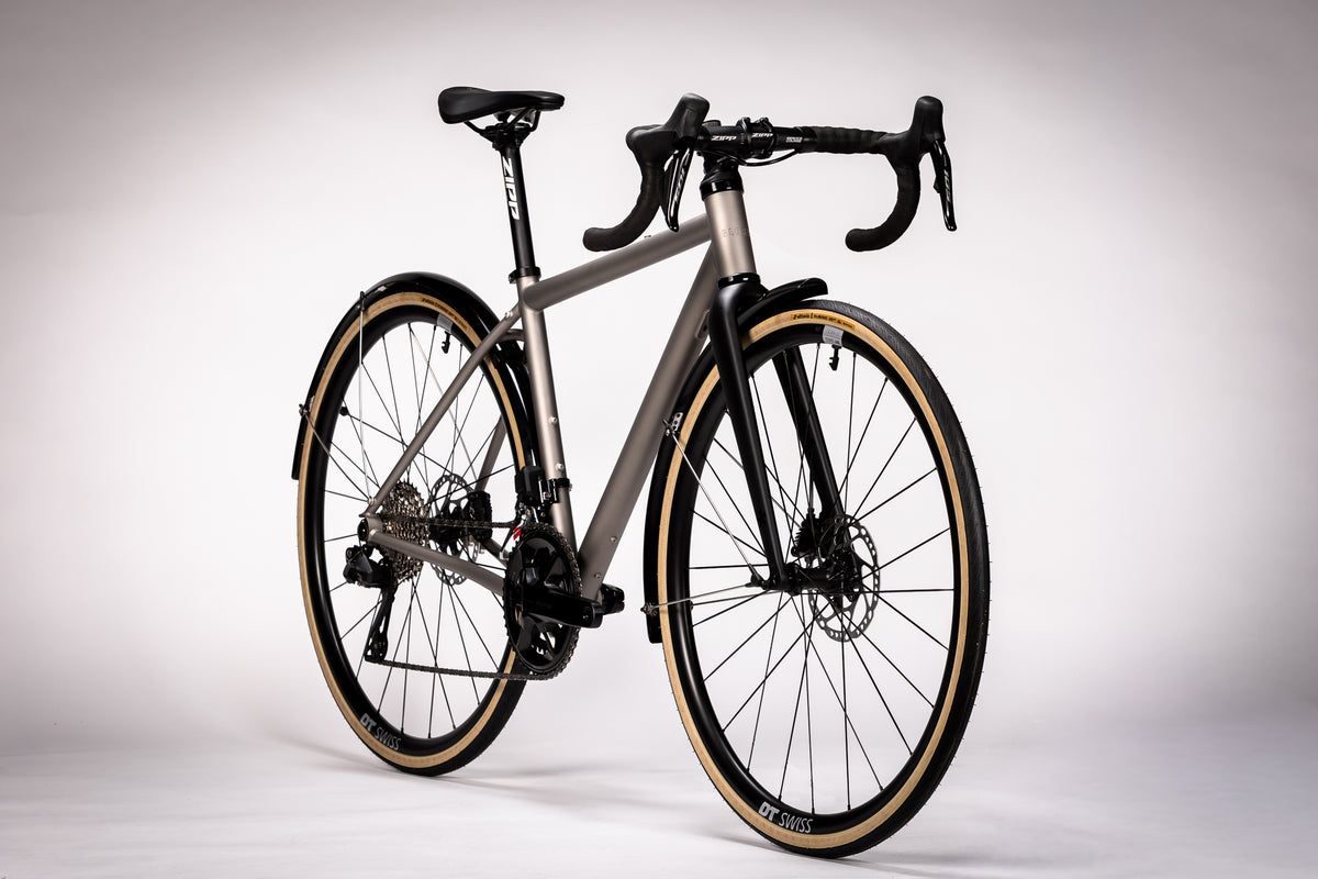 Another studio view of the Gloria All Road titanium bike with Shimano 105 Di2.