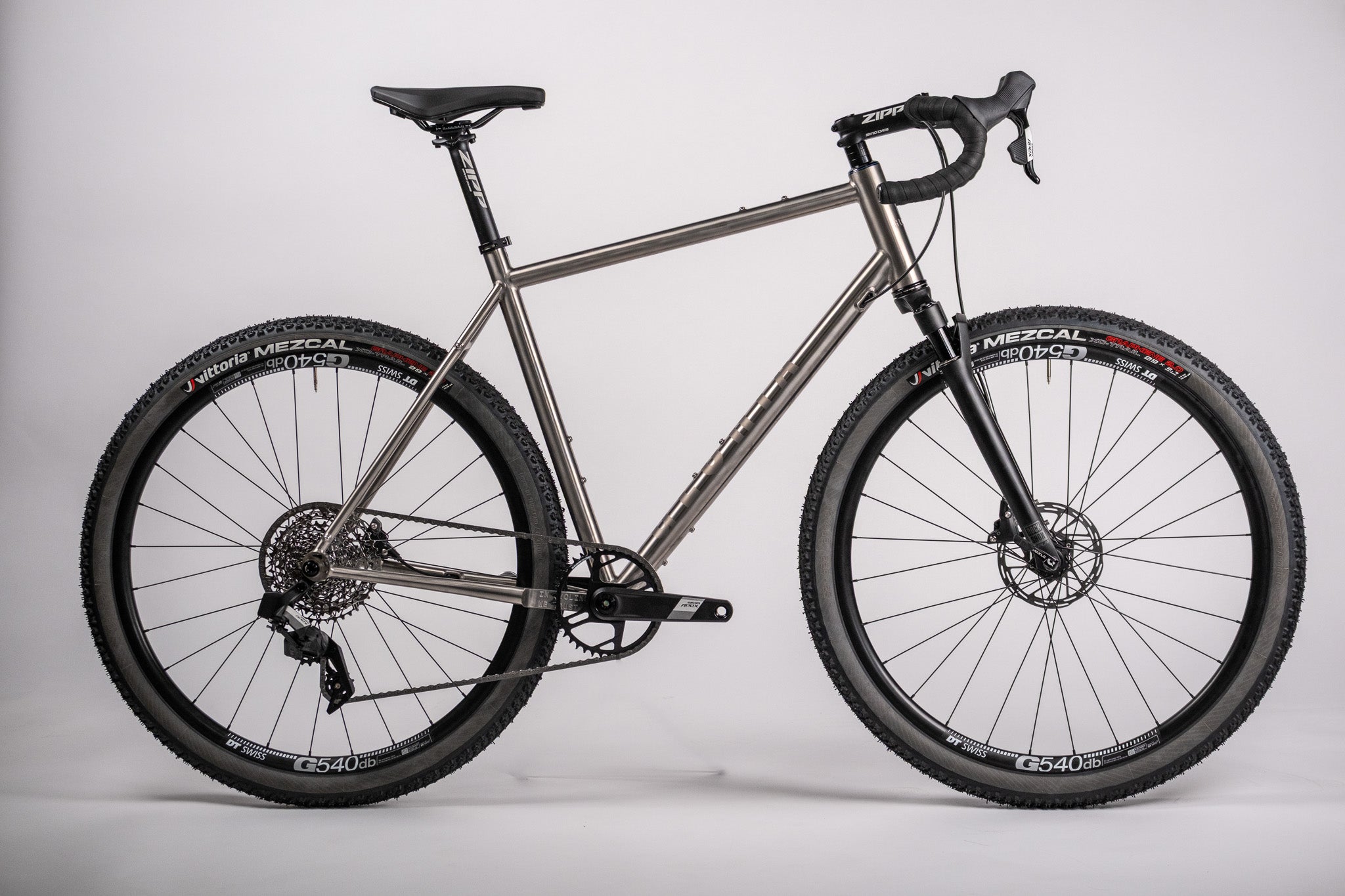 Titnium bicycle on a white background